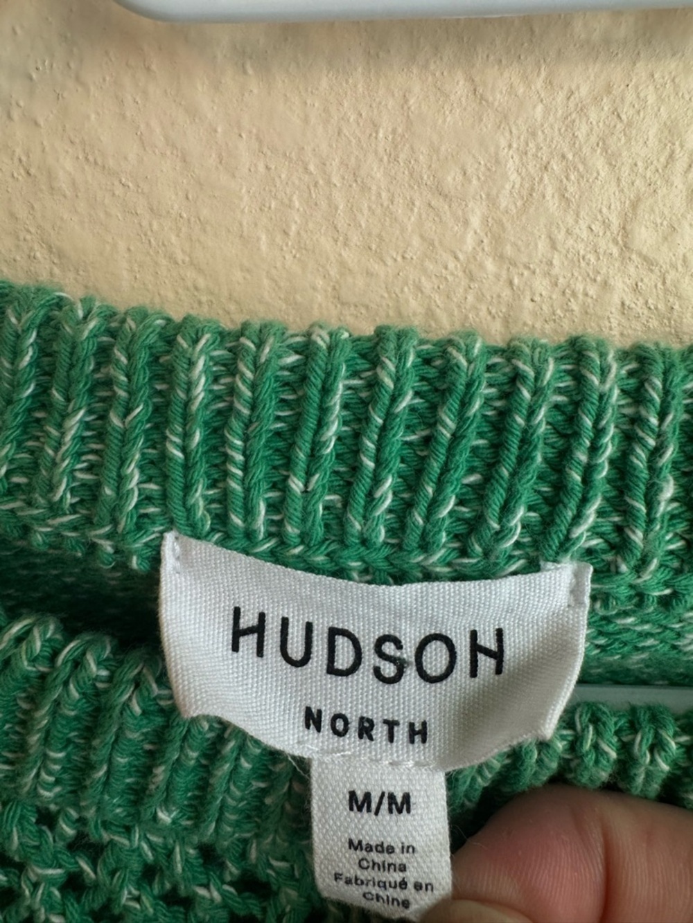 Hudson North Green Knit Sweater Top Argyle Open Knit 3/4 Sleeve Lightweight Crop - Picture 8 of 8